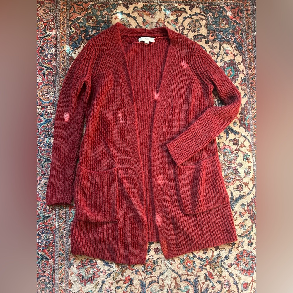 Women's  Open Cardigan LOFT Burgundy